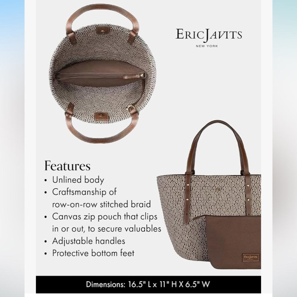 NWOT Eric Javits Brown and Cream Squishee Tote